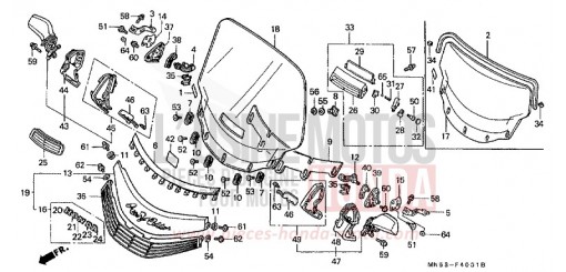 WIND SCREEN/RETROVISEUR (GL1500SEM/SEN) GL1500SEM de 1991
